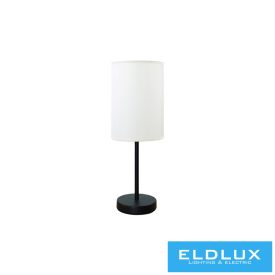   ELDLUX Asztali lámpa fekete kör alap bézs TC egyenes lámpaernyővel E14