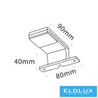 UNIVERSO Bútorra szerelhető lámpa 3.5w 220lm 4000k IP44 90x80x40mm fekete