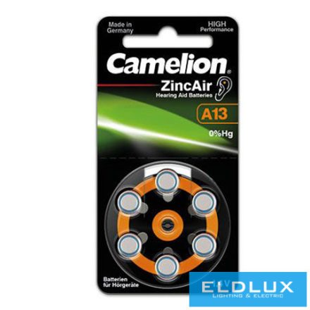 CAMELION Zinc Air elem hallókészülék 1.4V A13/ZL 13-BP6