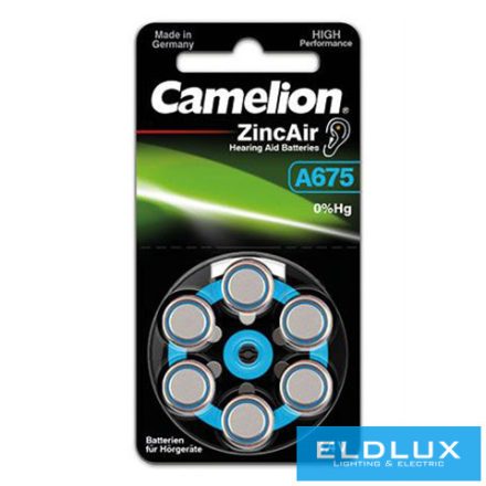 CAMELION Zinc Air elem hallókészülék 1.4V A675/ZL 675-BP6