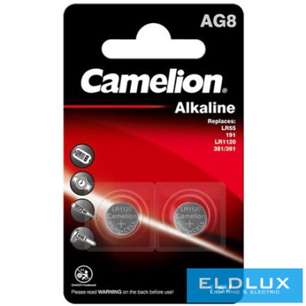 CAMELION alkáli gombelem 1.5V AG8/LR55/LR1121/391-BP2