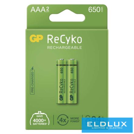 GP ReCyko NiMH akkumulátor HR03 (AAA) 650mAh 2db