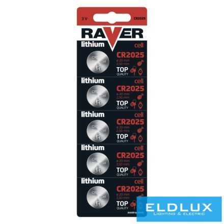 RAVER lítium gombelem CR2025 5db/bliszter