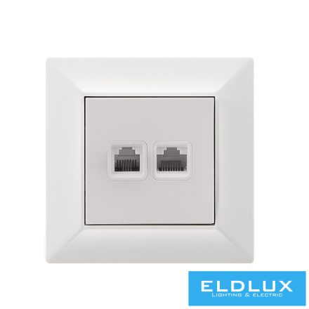 ELDLUX ELDGROUND RJ11 TEL + RJ45 Cat.5e UTP aljzat fehér