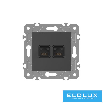 ELDLUX ELDGROUND 2×RJ45 Cat.5e UTP aljzat fekete