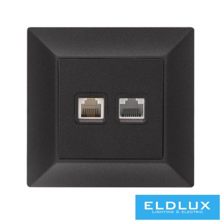 ELDLUX ELDGROUND RJ11 TEL + RJ45 Cat.5e UTP aljzat fekete