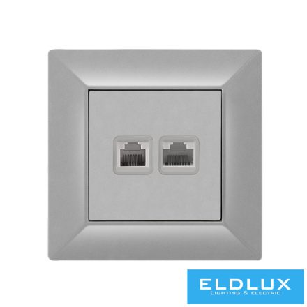 ELDLUX ELDGROUND RJ11 TEL + RJ45 Cat.5e UTP aljzat ezüst