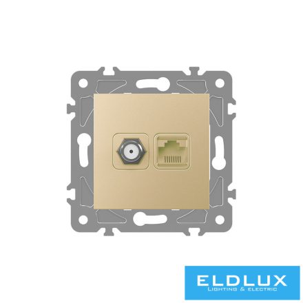 ELDLUX ELDGROUND SAT (13db) + RJ45 Cat.5e UTP aljzat arany