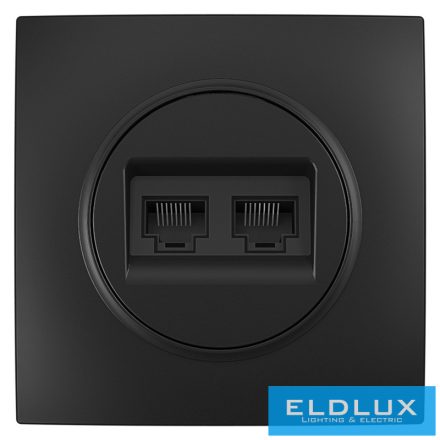 ELDLUX ELDELIN 2×RJ45 Cat.5e UTP aljzat fekete