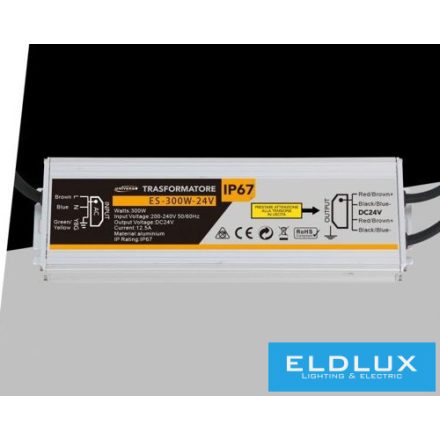 UNIVERSO Kültéri LED Tápegység 24v 12.5A/300w IP67 239x74x31mm 3év