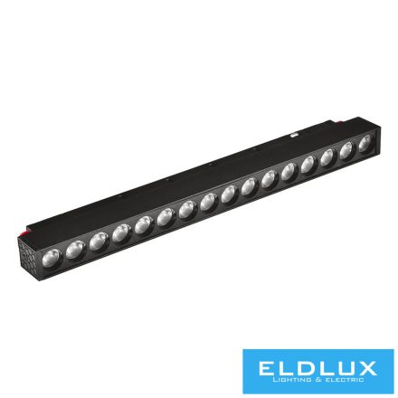 UNIVERSO Mágneses sínbe szerelhető spot Lámpa DC:48V 18W 1620LM 3000K RA90 IP20 300x45x24mm Fekete