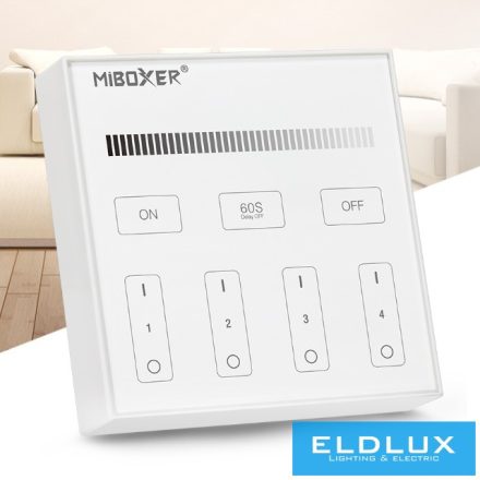 MIBOXER RF 2.4G SIMA LED Szalaghoz Fali Távirányító 4 Zónás fehér