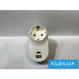   ELDLUX Elosztó 1x type F + 1x USB type A + 1x USB type-C IP20