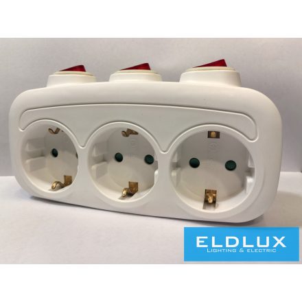ELDLUX Elosztó 3x type F kapcsolóval IP20