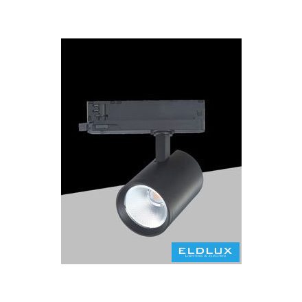 UNIVERSO Háromfázisú sínhez spotlámpa 30w 3250lm 3000k Ra90 38° IP20 Fekete D75x120mm 5év