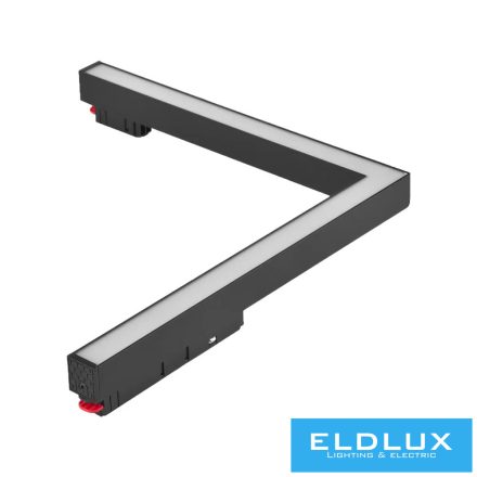 UNIVERSO Mágneses sínbe szerelhető L-alakú Lineáris Lámpa DC:48V 24W 1800LM 3000K RA90 IP20 312x282mm Fekete