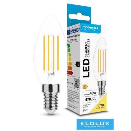 Modee LED Izzó Filament Gyertya C35 4W E14 360° 2700K (470 lumen) ERP