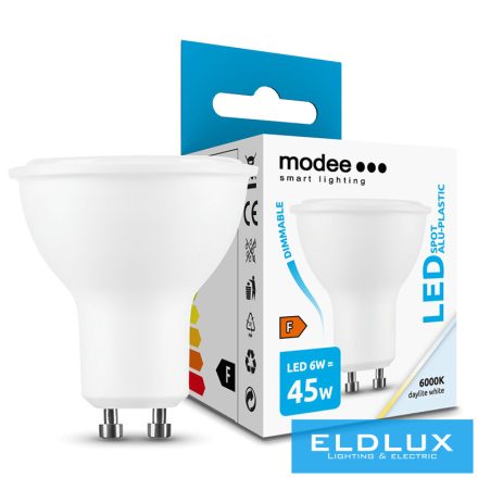 MODEE LED Izzó Spot Alu-Plastic 6W GU10 110° 6000K (550 lumen) dimm. ERP