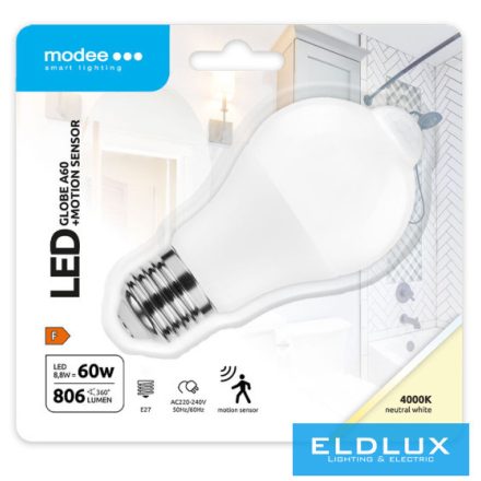 Modee LED Smart (PIR Sensor) Globe (Gömb) A60 8,8W E27 200° 4000K (806 lumen)