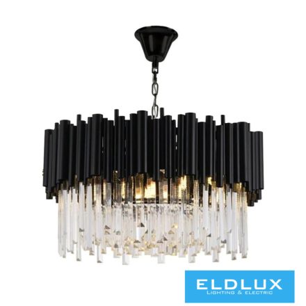 ELDLUX Kristály üveg csillár E14×6 D400x300x1200mm Fekete
