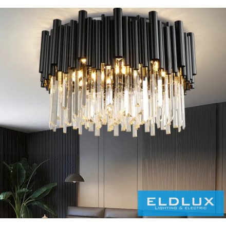 ELDLUX Kristály üveg mennyezeti lámpa E14×3 D300x300mm Fekete