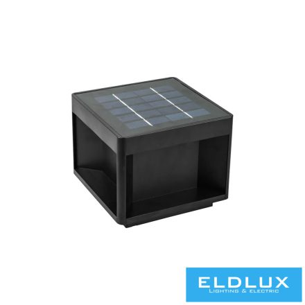 UNIVERSO Napelemes oszlop lámpa 3.2V-1200mAH 5V-1.6w CCT.kap IP65 Fekete 150x150x125mm
