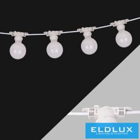   UNIVERSO Party fényfüzér 2x0.75㎟ 11M 10xE27 Max bővítés:80m/600w IP44 Fehér
