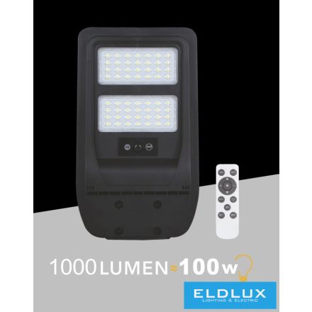 UNIVERSO Solar utcai lámpa 3.2V-5AH 1000lm 4000k IP65 fekete 402x237x43mm