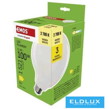EMOS LED izzó Filament G125 E27 11W(100W) 1521lm Meleg fehér