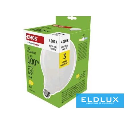 EMOS LED izzó Filament G125 E27 11W(100W) 1521lm Természetes fehér